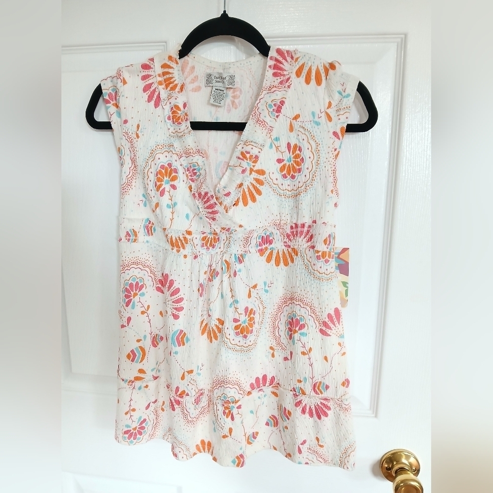 Duck Head Colorful Babydoll tank size M Tie On Back Party Vacation Resort Summer